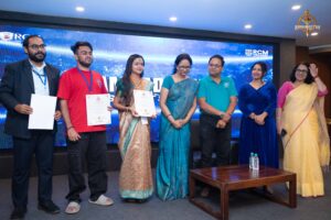 Faculty and students on stage during Samvad Vivaad at Brahmastra college festival, India’s best fest.