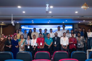 Mass group image of judges, faculty, and participants at Samvad Vivaad during Brahmastra college festival in India.