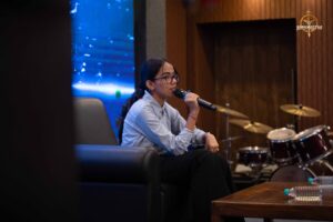 Student roleplaying public figure during Samvad Vivaad at Brahmastra, best college festival in India