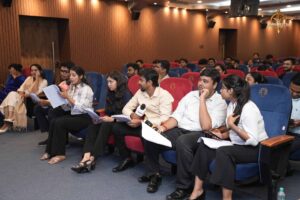 Student reporters ask sharp questions at Brahmastra college festival, hosted by a top management college in India.
