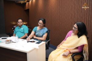 Faculty judge interacting with participants at Samvad Vivaad during Brahmastra, the best college festival in India.