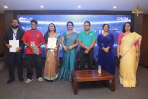 Faculty and judges with Samvad Vivaad winners at Brahmastra, top college festival at RCM India