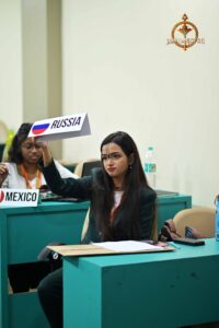 Participants holding their country boards during Vishwa Tark Vitark at Brahmastra, India's best college festival for diplomacy.