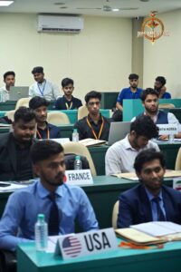 Students representing countries in intense debate at Brahmastra, India's top college festival for aspiring diplomats.