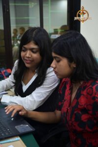 Students participating in Vishwa Tark Vitark at Brahmastra, the best college festival in India, celebrating diplomacy and debate.