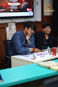 Judges discussing global issues during Vishwa Tark Vitark at Brahmastra, the best college festival in India.