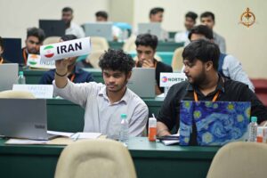 Participant representing their country at Brahmastra’s Vishwa Tark Vitark MUN during top college festival in India.