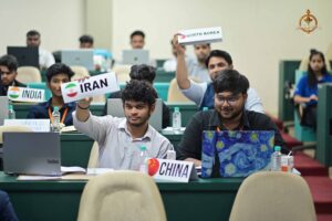 Participants represent global nations at Brahmastra college festival's top MUN event at leading management college RCM.