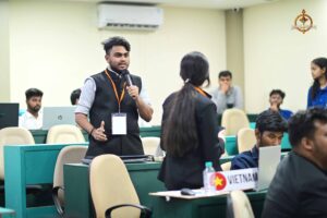 Participants engage in intense MUN debate at Brahmastra, India’s best college festival by top management college RCM.
