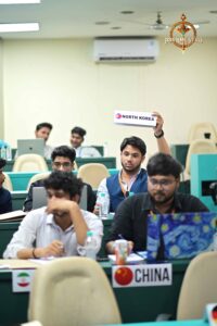 Students representing countries in MUN debate at Brahmastra, India’s top management college festival