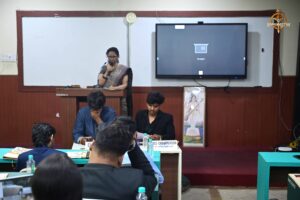 Faculty member delivers inspiring speech at Brahmastra, the best college festival in India, hosted by RCM.