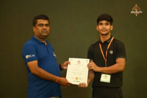 Certificate distribution ceremony for participants of Brahmastra 2025 Kurukshetra Arm Wrestling event at RCM Bhubaneswar