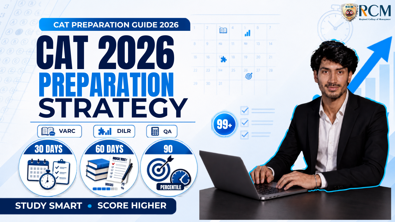 CAT 2026 preparation strategy featuring 30-day, 60-day and 90-day study plans for higher percentile scores