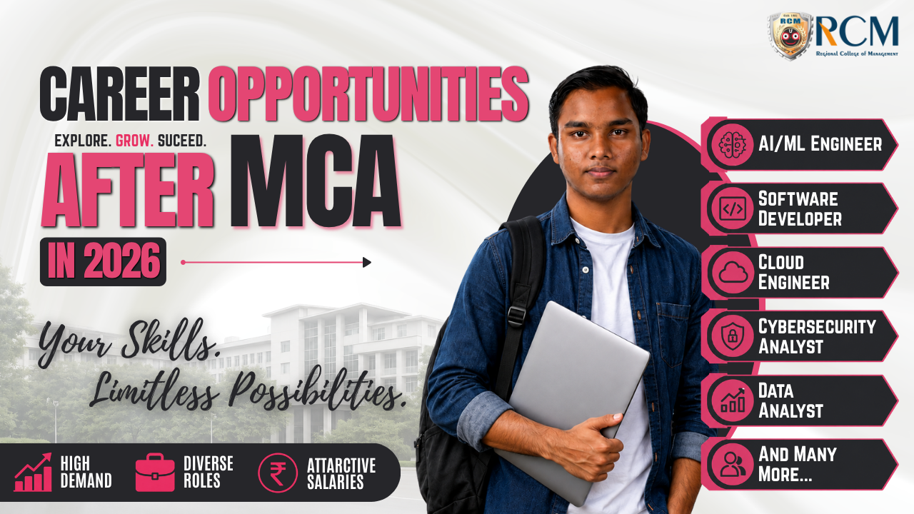 Career opportunities after MCA in 2026 covering AI software cloud cybersecurity data analyst roles and salaries
