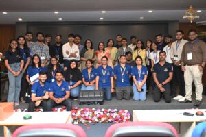 Group photo featuring judges, participants, and students at the Chakravyuh Management & Tech Quiz event during NITI-TANTRA.