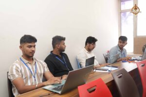 Students participating in MetaWeb UI/UX hackathon during Brahmastra, the best college festival in India.