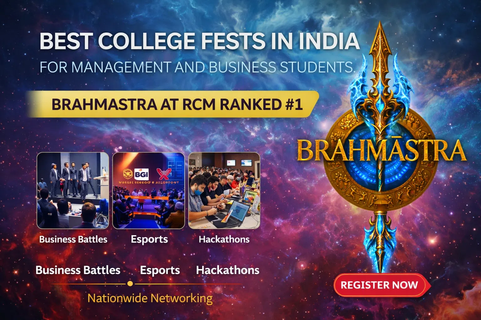 best college fests for management students India 2026 Brahmastra RCM business events esports hackathons