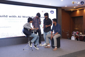 Students enjoying open mic session during tech workshop