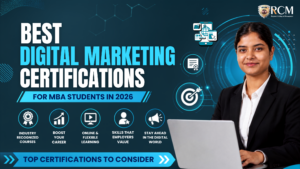 MBA students earning digital marketing certifications in Google Ads, Meta, analytics, SEO, AI tools, and performance marketing.