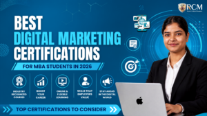 MBA students earning digital marketing certifications in Google Ads, Meta, analytics, SEO, AI tools, and performance marketing.