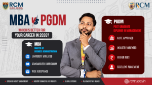 MBA vs PGDM comparison guide explaining curriculum placements career opportunities fees and admission differences for students