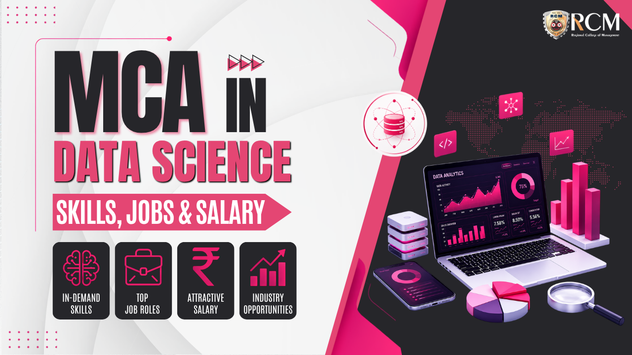 MCA in Data Science showcasing skills, top job roles, salary potential and industry opportunities for students