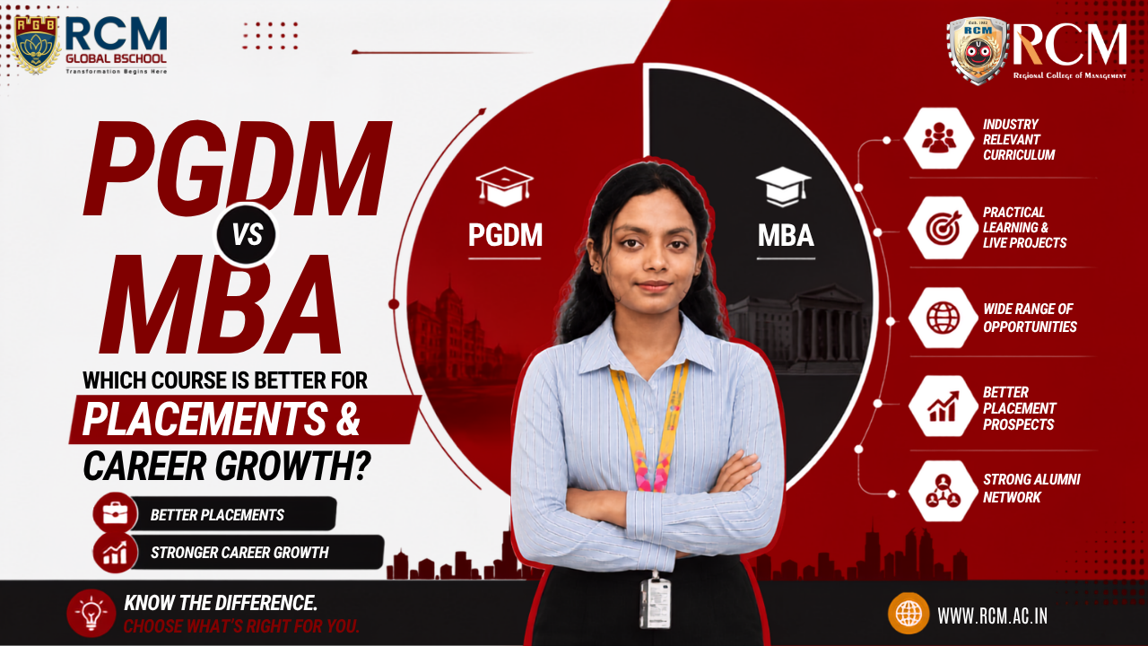PGDM vs MBA comparison for placements career growth salary opportunities curriculum recruiters and management education choices