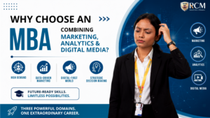 MBA students learning marketing analytics and digital media through data-driven marketing, AI, branding, social media, and practical projects.