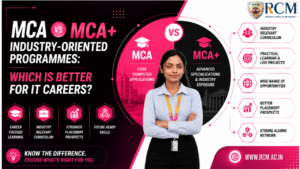 Students comparing MCA and MCA Plus industry-oriented programmes for better IT careers, skills, placements, and future growth.