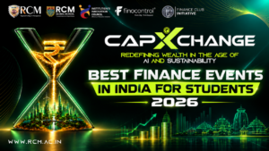 Finance events for students in India featuring financial modelling, FinTech, AI, ESG, competitions, and networking opportunities.