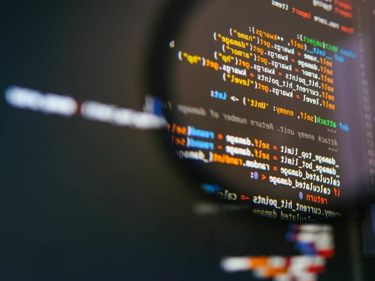 magnifying the code on laptop screen