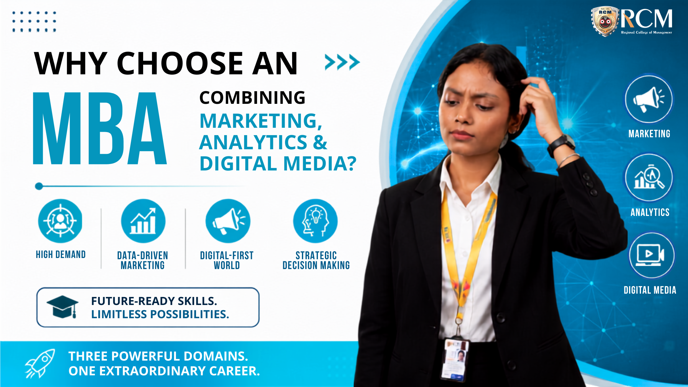 MBA students learning marketing analytics and digital media through data-driven marketing, AI, branding, social media, and practical projects.