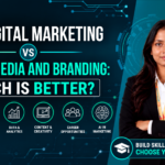 MBA Digital Marketing vs Digital Media and Branding comparison showing career skills, analytics, branding, and opportunities