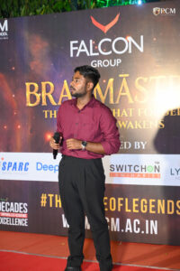 Students performing solo songs during Voice Voyage Brahmastra 2026 annual college cultural festival at RCM